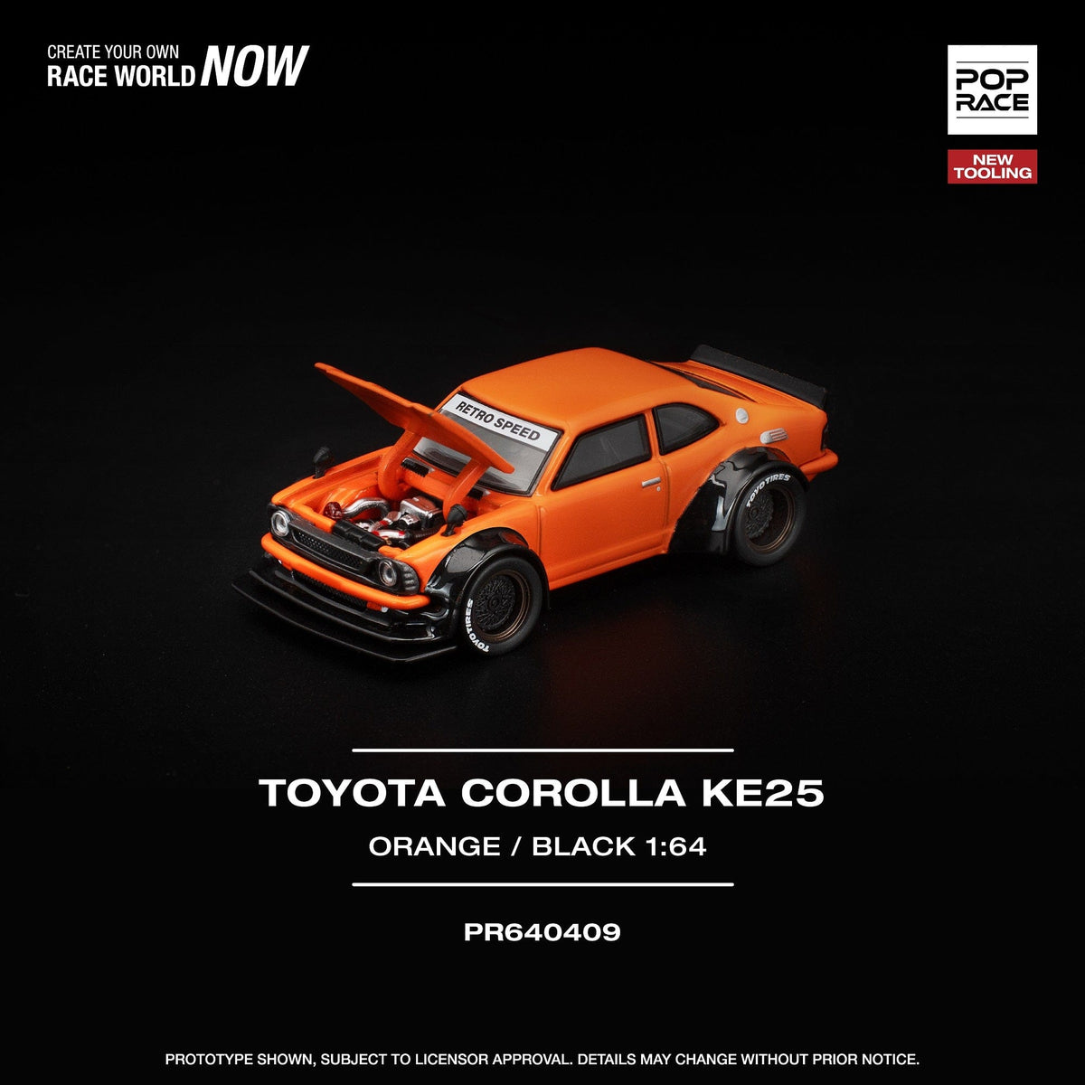Toyota Corolla KE25 Orange Poprace 1/64
