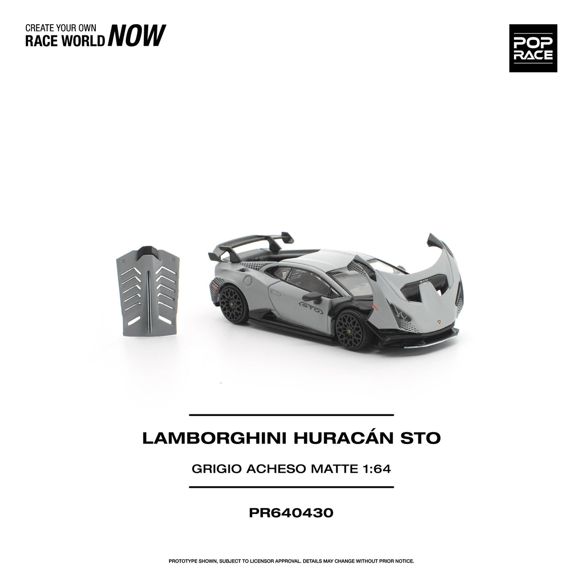 (Pre-order) Lamborghini Huracan STO  Grigio Acheso Matte Pop Race 1/64