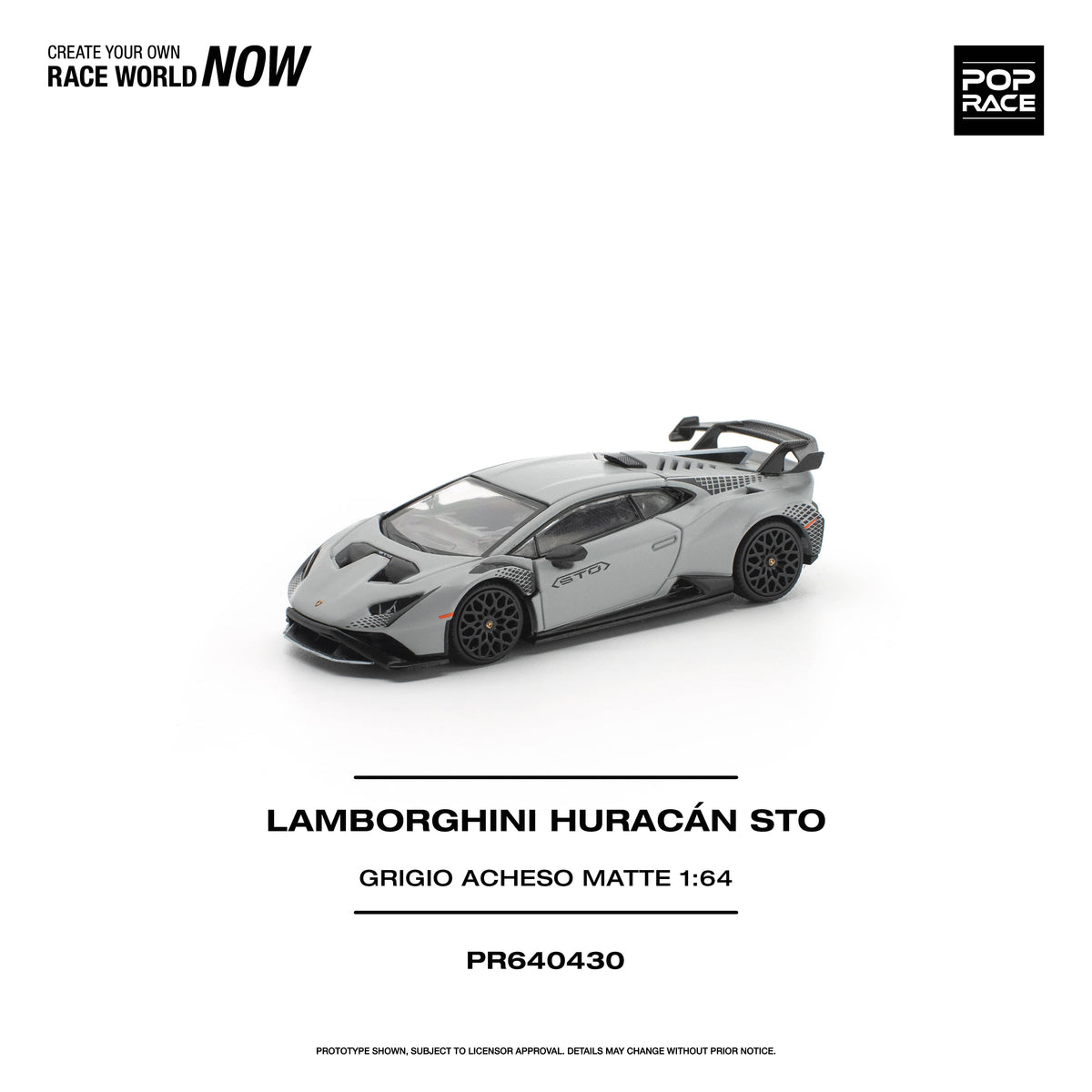 (Pre-order) Lamborghini Huracan STO  Grigio Acheso Matte Pop Race 1/64