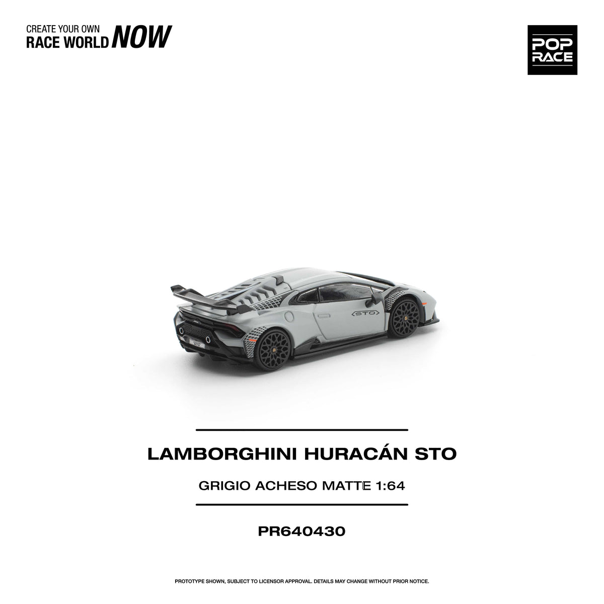 (Pre-order) Lamborghini Huracan STO  Grigio Acheso Matte Pop Race 1/64