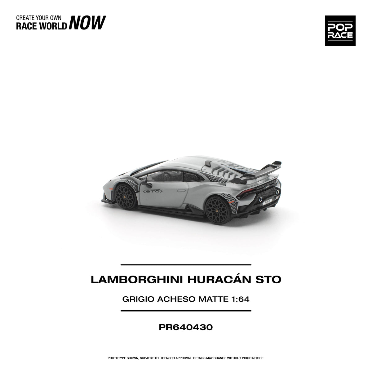 (Pre-order) Lamborghini Huracan STO  Grigio Acheso Matte Pop Race 1/64