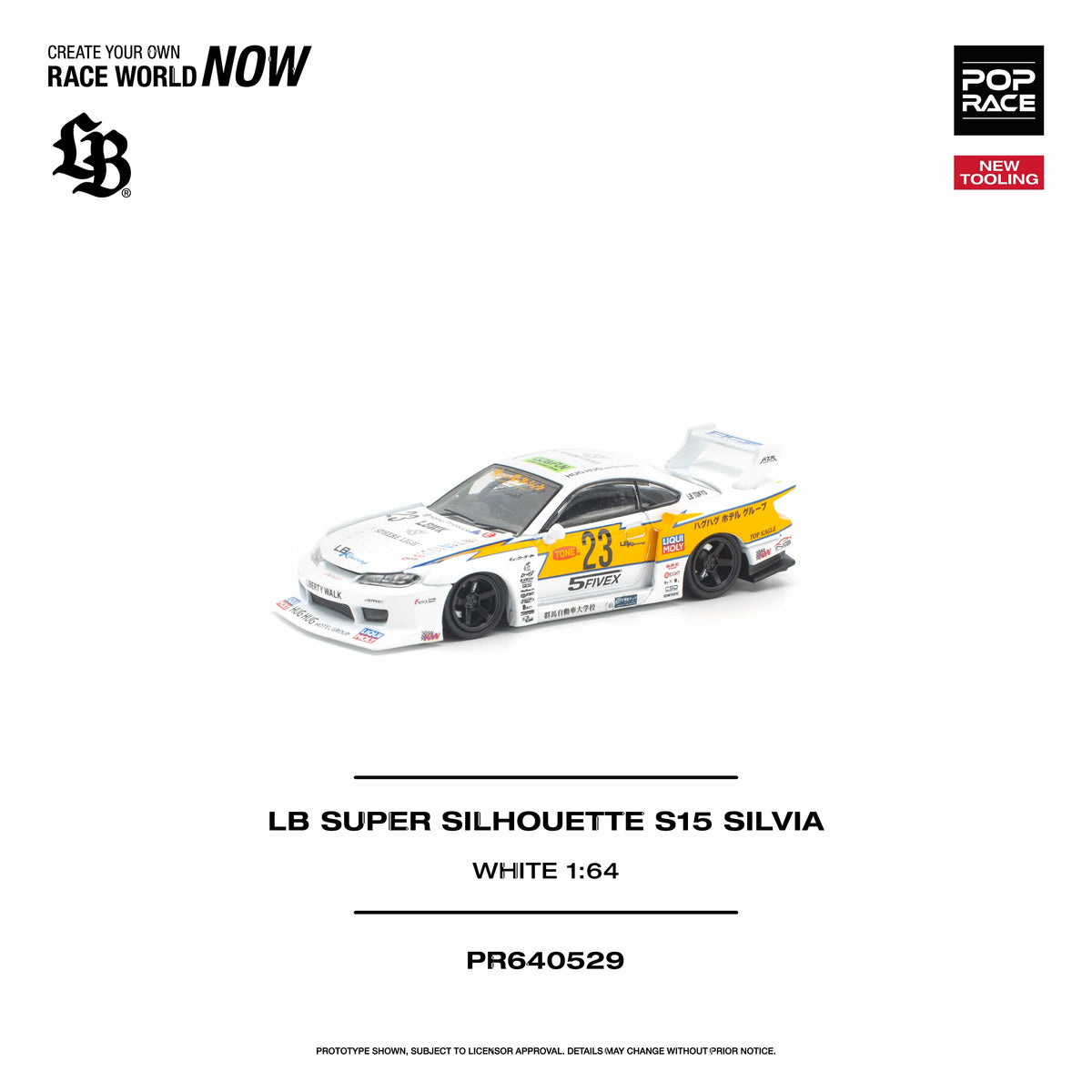 (PRE-ORDER) Nissan LB Super Silhouette S15 Silvia White Pop Race 1/64 PR640529