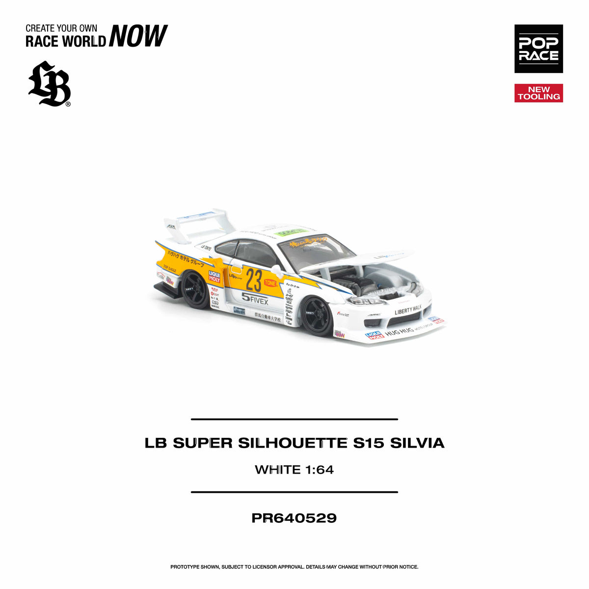 (PRE-ORDER) Nissan LB Super Silhouette S15 Silvia White Pop Race 1/64 PR640529