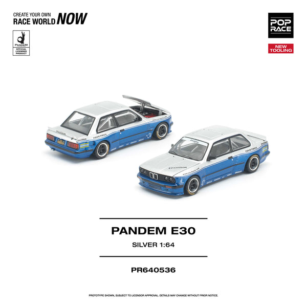(PRE-ORDER) BMW Pandem E30 Silver Pop Race 1/64 PR640536