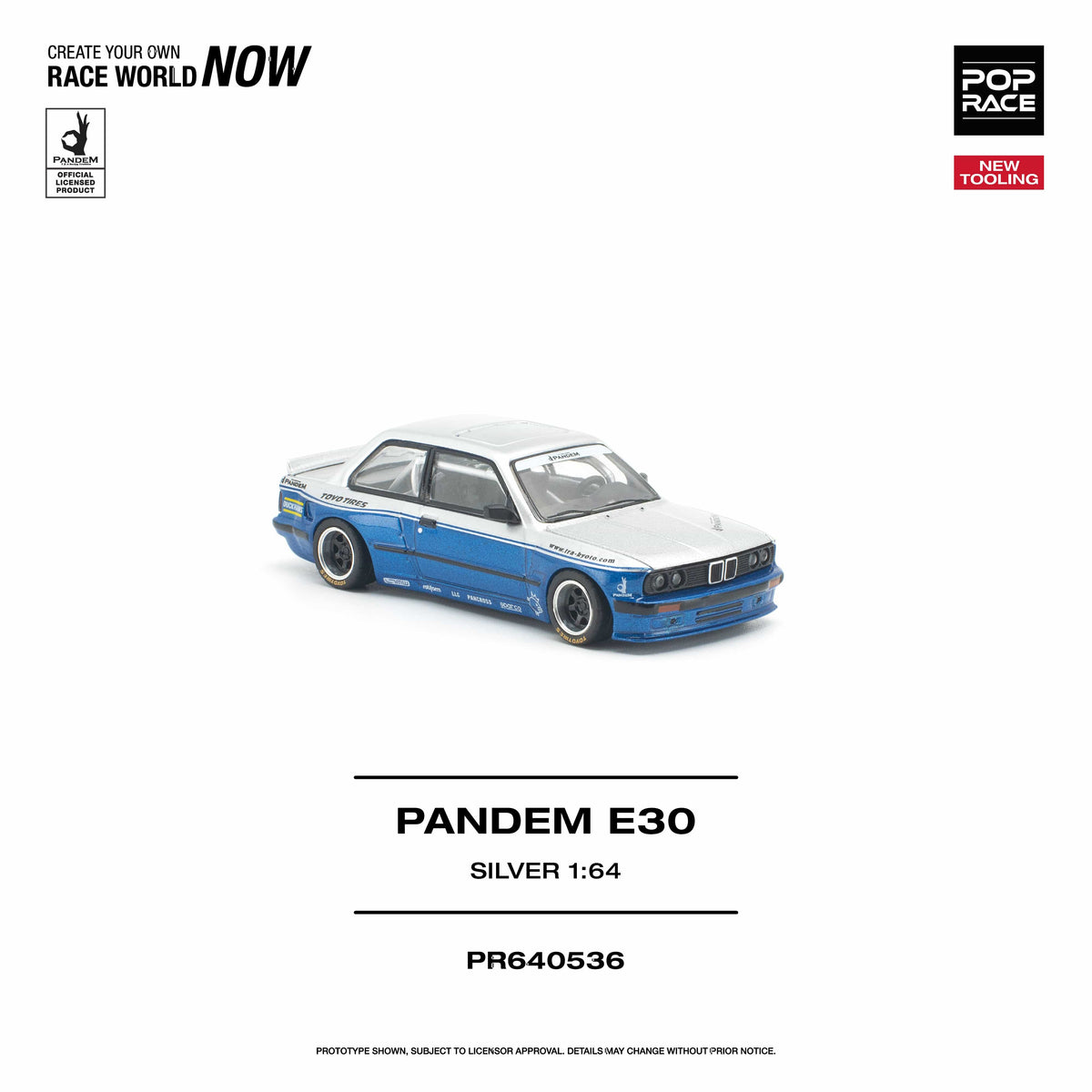 (PRE-ORDER) BMW Pandem E30 Silver Pop Race 1/64 PR640536
