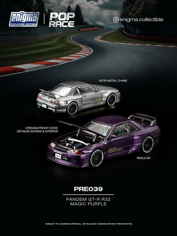 (PRE-ORDER) Nissan Pandem GT-R R32 Magic Purple Enigma Exclusive Blister Pack Pop Race 1/64 PRE039