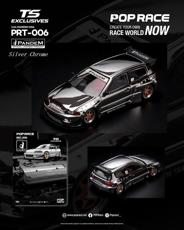 Honda Civic EG6 Pandem Silver Chrome Pop Race Special Edition 1/64
