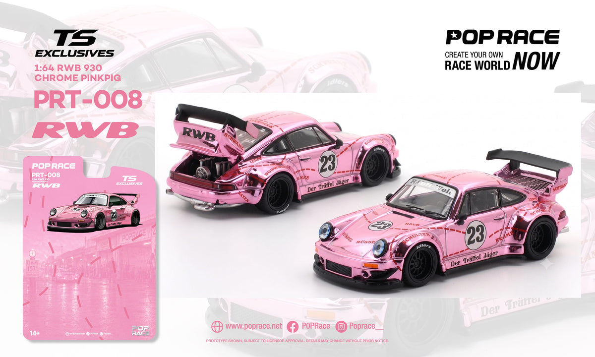 (Pre-order) Porsche 911 930 RWB Chrome Chrome Pink Pig Pop Race North America Exclusive PRT008