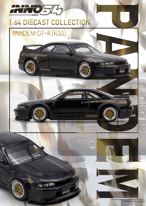 Nissan Skyline GT-R BNR33 Pandem Black Inno64 1/64 scale