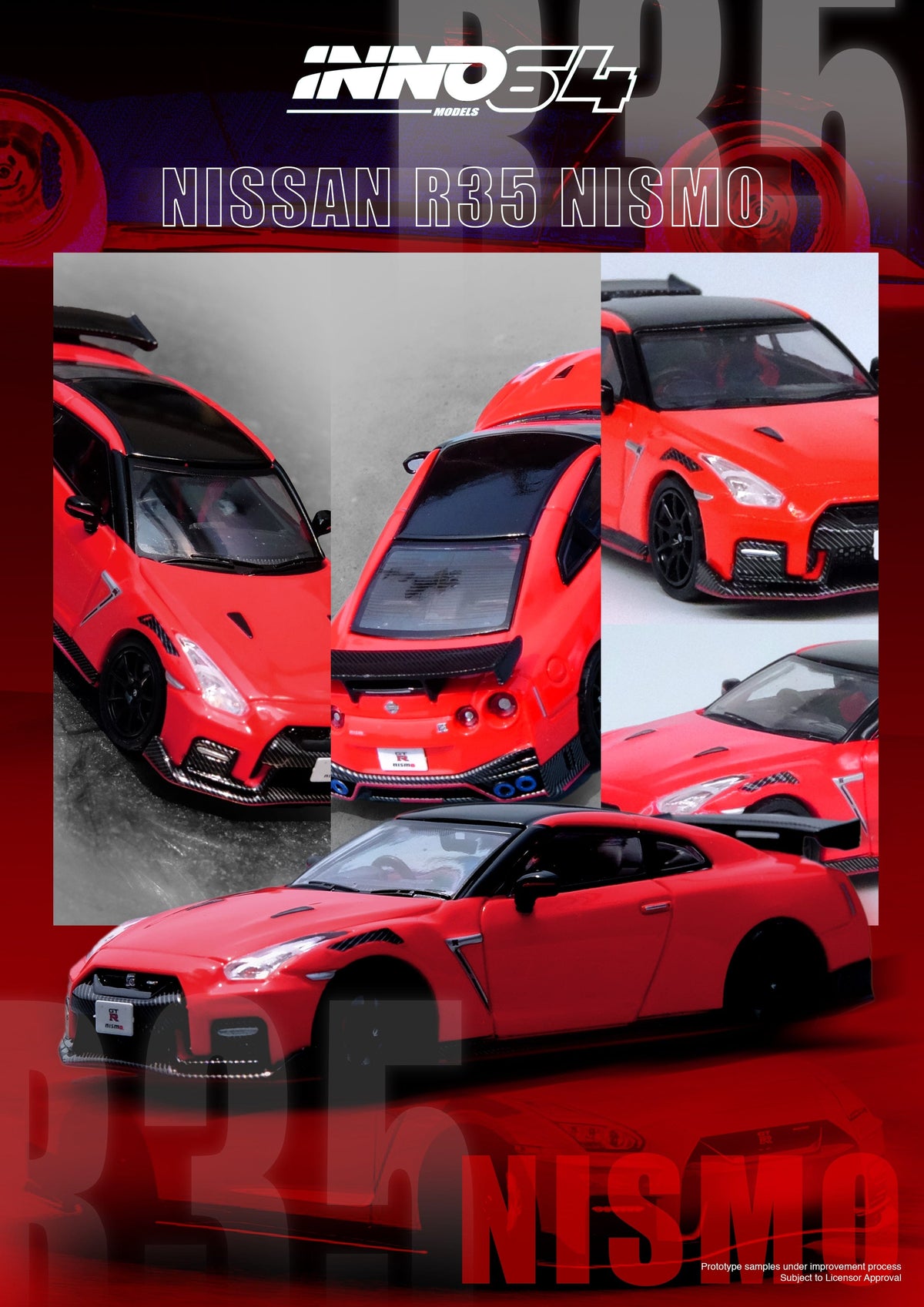 Nissan Skyline GT-R R35 Nismo Red Inno64 1/64 scale 