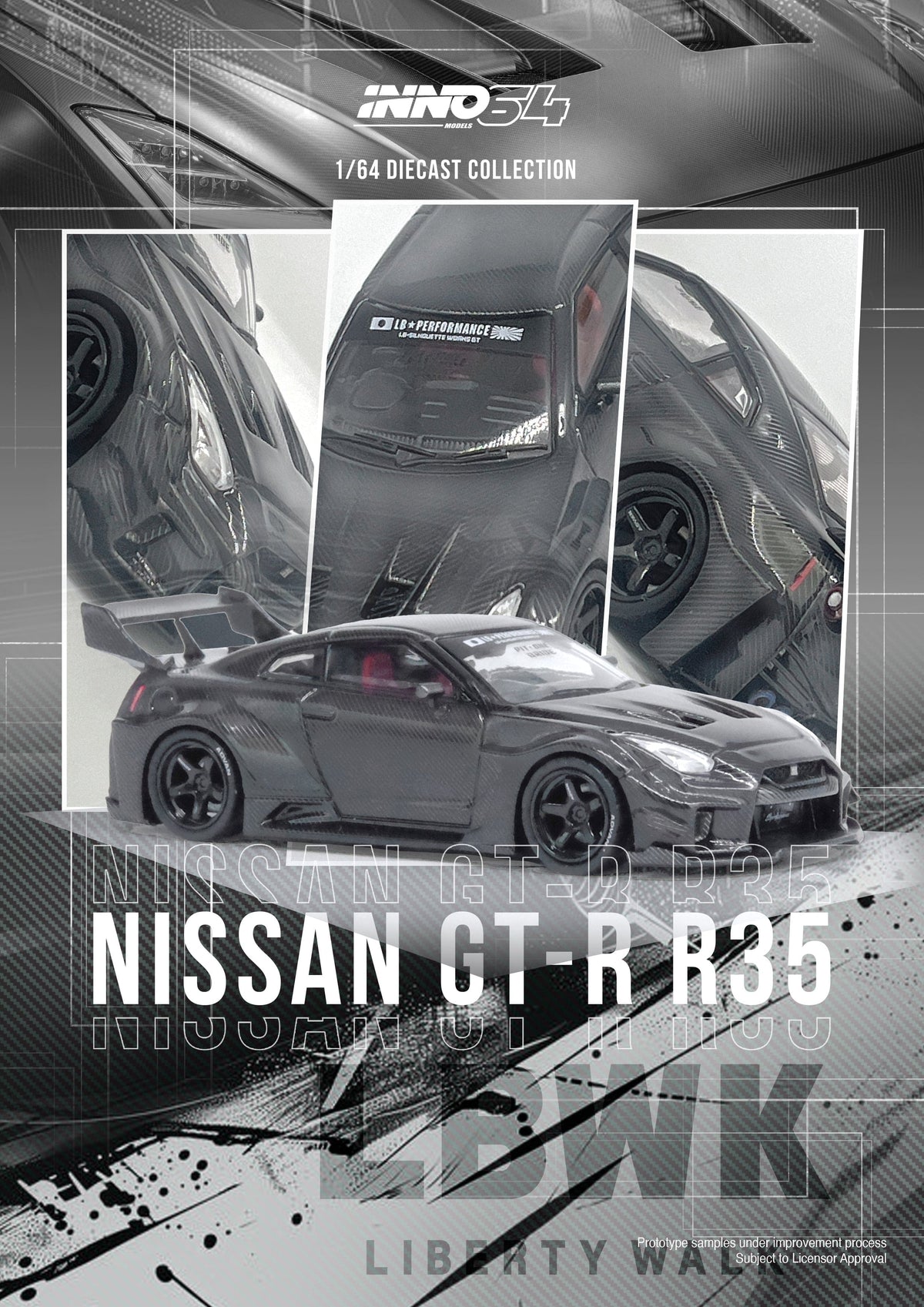 Nissan Skyline GT-R R35 Liberty Walk Super Silhouette 35GT-RR Full Carbon Inno64