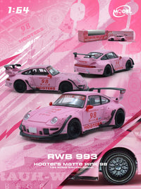 Porsche 911 993 RWB Hooters Matte Pink ModelModel 1:64