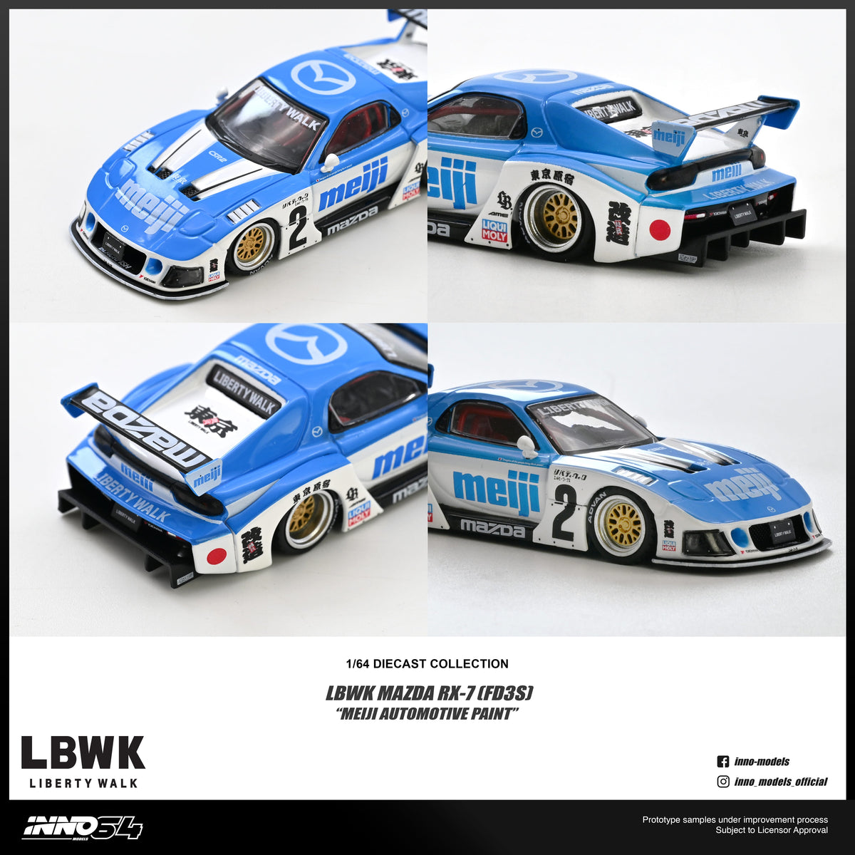 Mazda RX7 FD3S LB Super Silhouette Meiji Inno64 1/64 scale