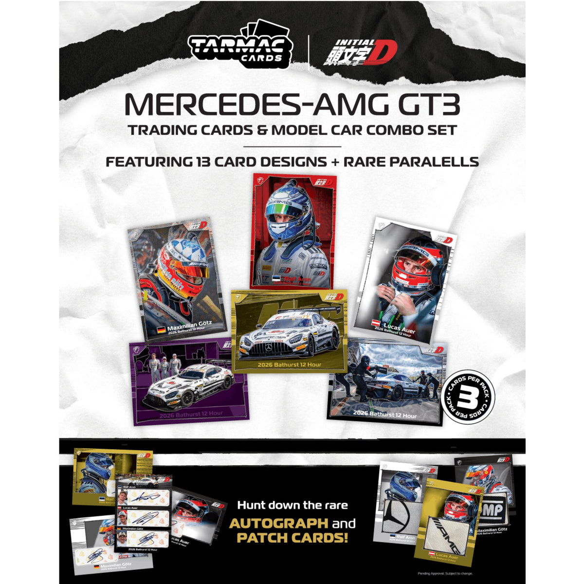 (PRE-ORDER) Mercedes-AMG GT3 Bathurst 12h 2026 Craft-Bamboo Racing Trading Cards Combo Tarmac Works 1/64 — additional view 1