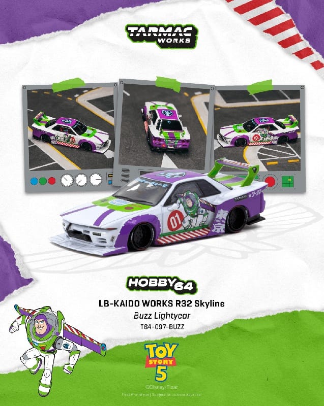 (Pre-order) Nissan Skyline R32 LB Kaido Works Buzz Lightyear Tarmac Works T64-097-BUZZ
