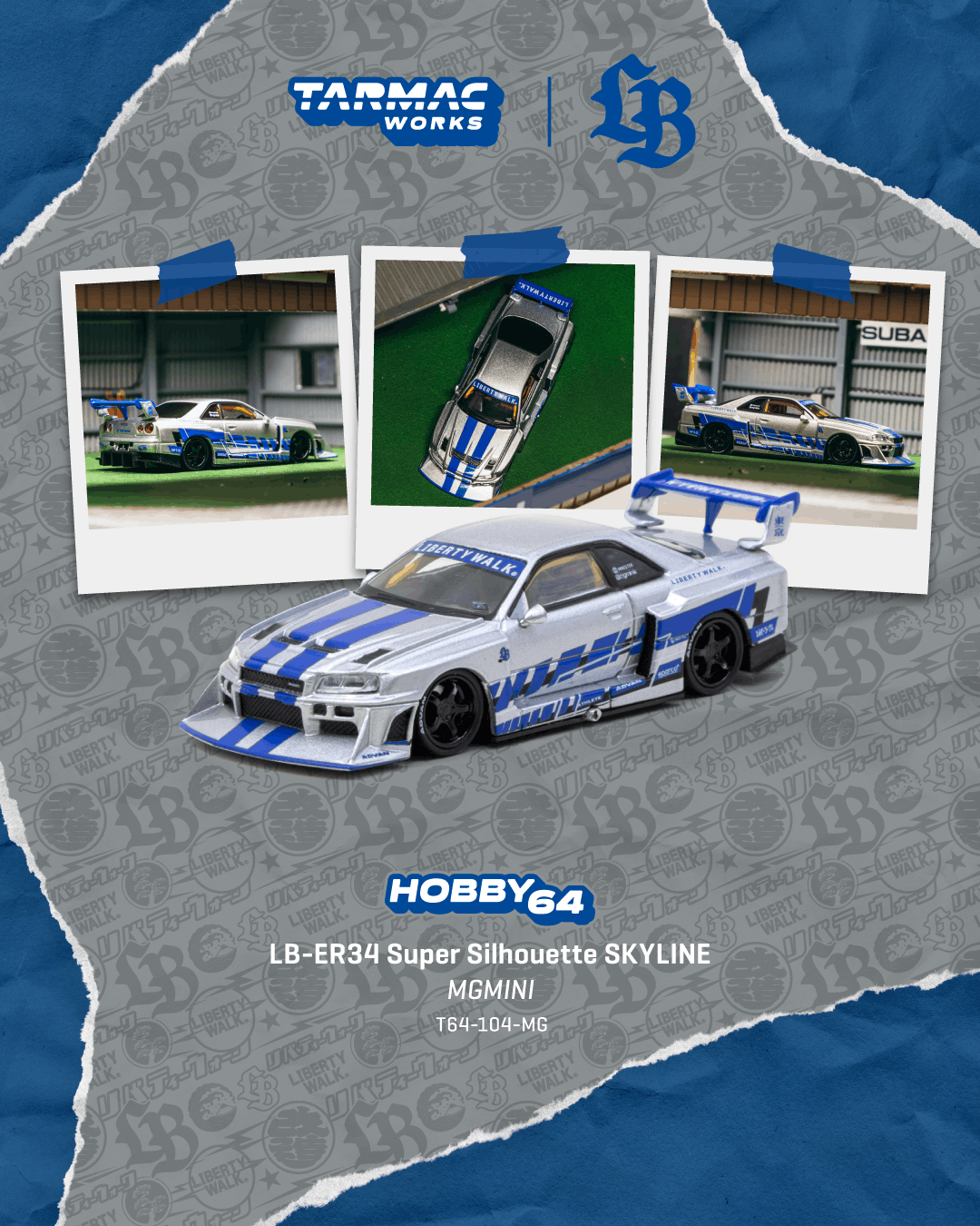 (PRE-ORDER) Nissan LB-ER34 Super Silhouette Skyline MGMINI Tarmac Works 1/64 T64-104-MG