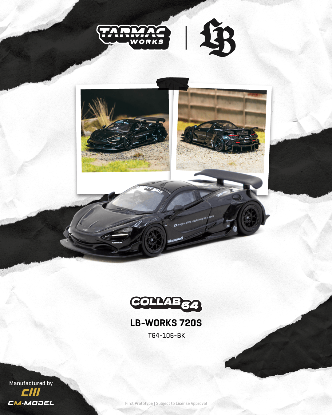 Mclaren 720S LB-Works Black Tarmac Works 1/64