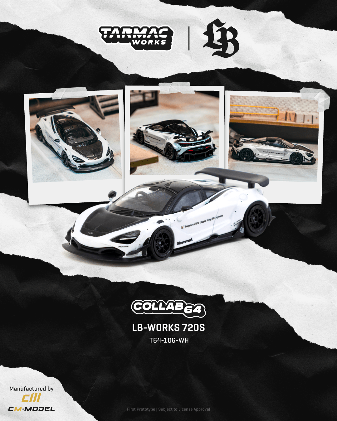 Mclaren 720S LB-Works White Tarmac Works 1/64