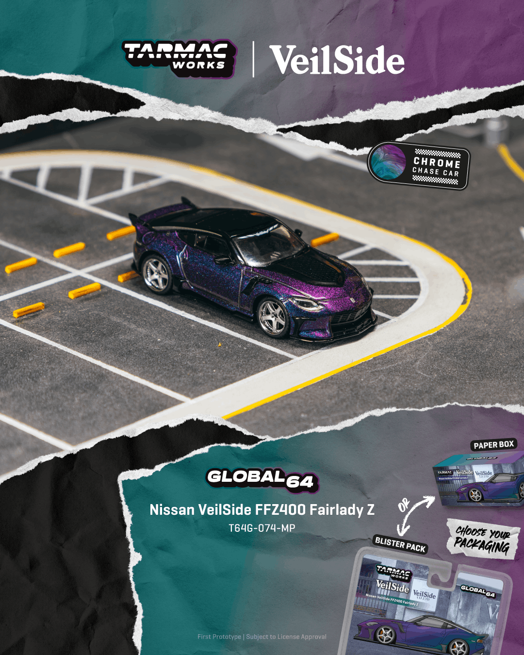 (PRE-ORDER) Nissan VeilSide FFZ400 Fairlady Z Chameleon Purple Tarmac Works 1/64 T64G-074-MP