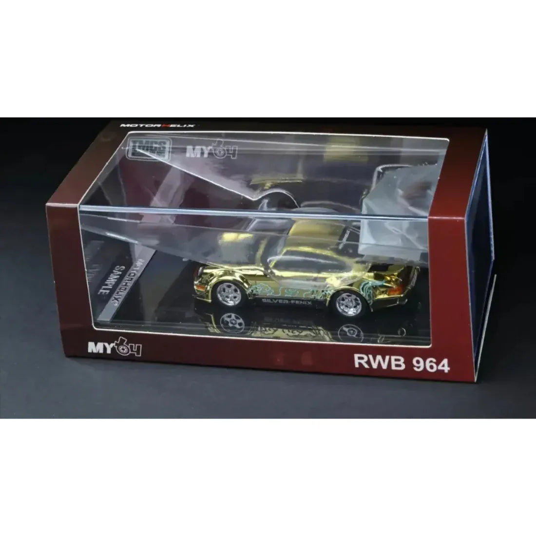 Porsche 911 964 RWB Silver Fenix Gold Chrome with 1/64 magnetic air-cooled engine Motorhelix TMCS 2026 Limited Edition