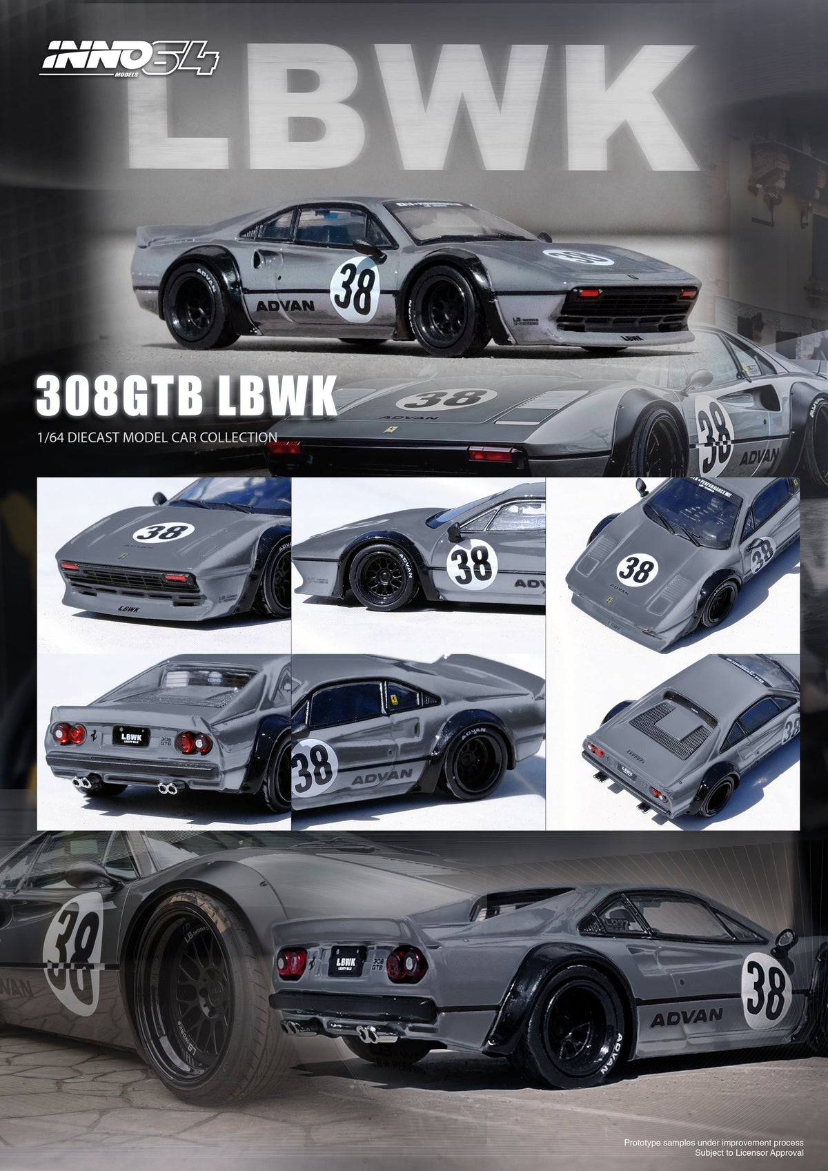 Ferrari 308 GTB Liberty Walk Grey Inno64 1/64 scale