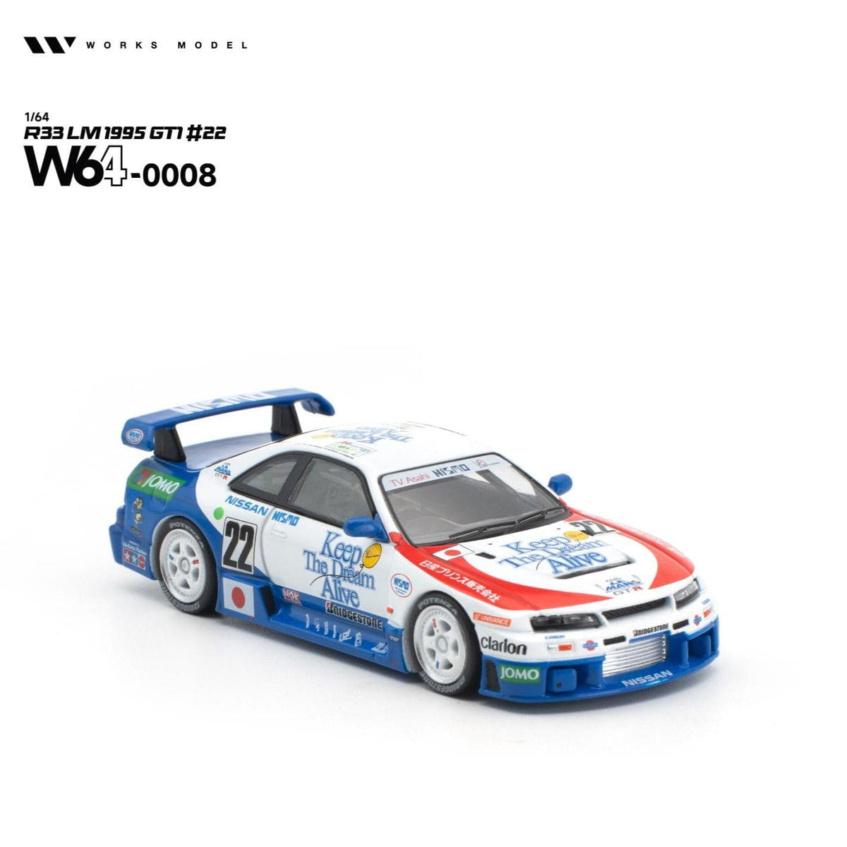 (PRE-ORDER) Nissan Skyline R33 LM 1995 GT1 No. 22 Works Model 1/64 W640008