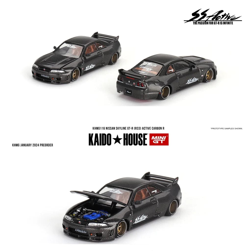 Nissan Skyline GT-R R33 Active Carbon R Kaido House Mini GT 1/64 KHMG116