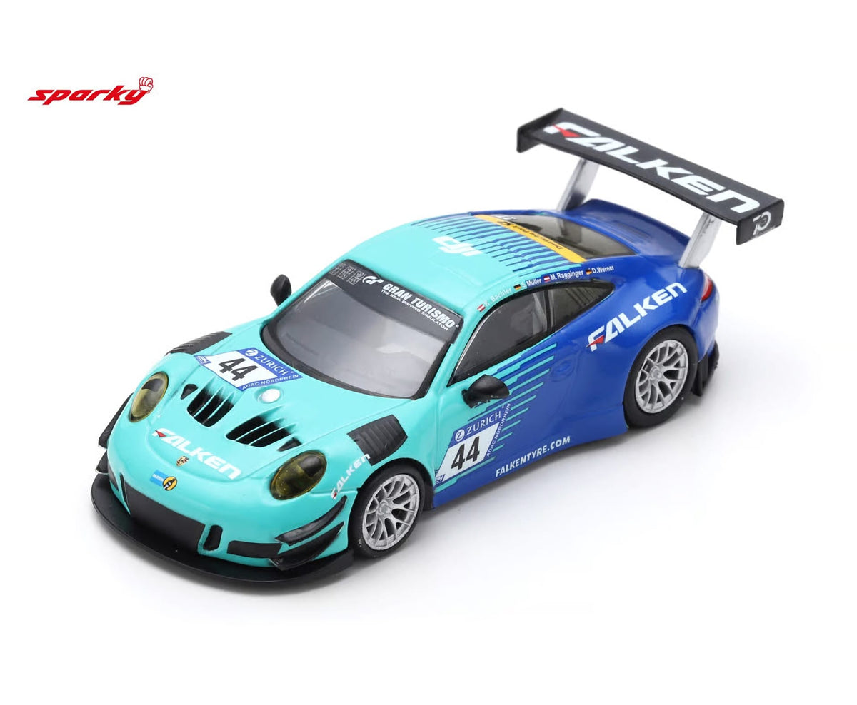 (PRE-ORDER) Porsche 911 GT3 R No. 44 Falken Nurburgring 24H 2018 Spark 1/64 Y120