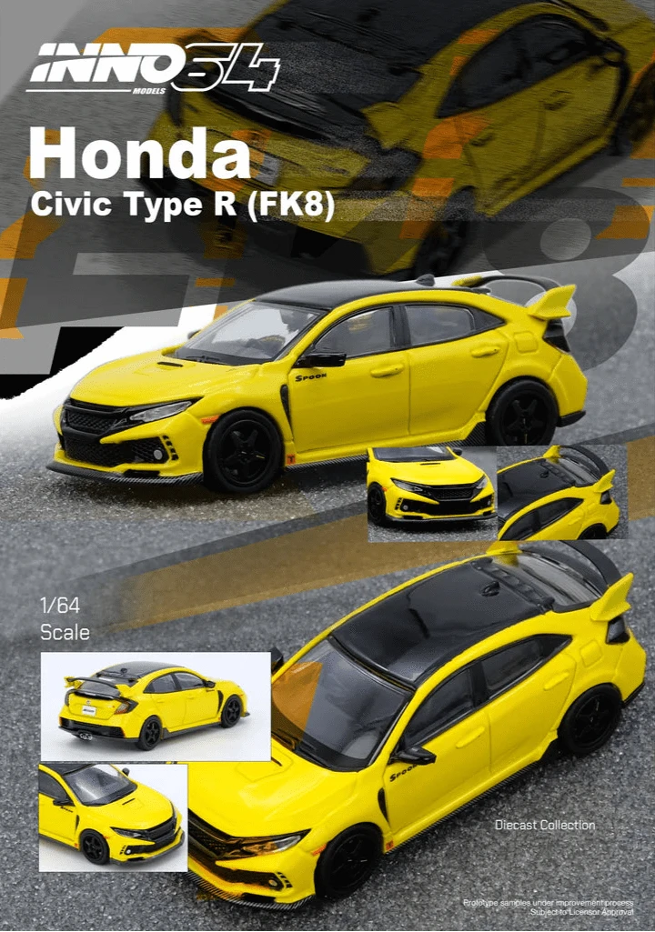 Honda Civic Type R FK8 Yellow Inno64 1/64 scale