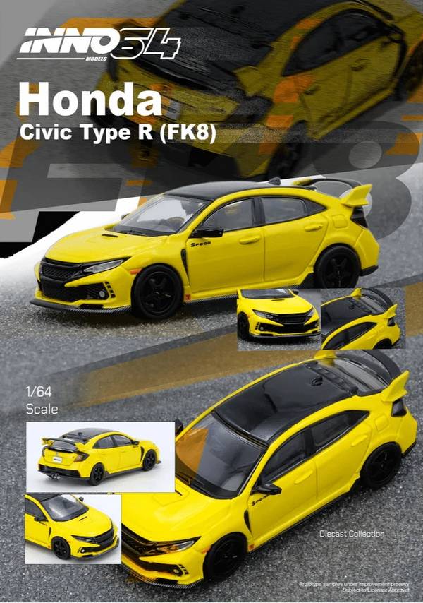 Honda Civic Type R FK8 Yellow Inno64 1/64 scale