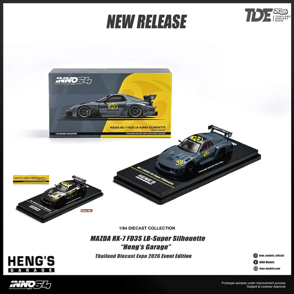 Mazda RX-7 FD3S LB-Super Silhouette Heng's Garage TDE 2026 Inno64 1/64 scale IN64-LBWKRX7-09-TDE26