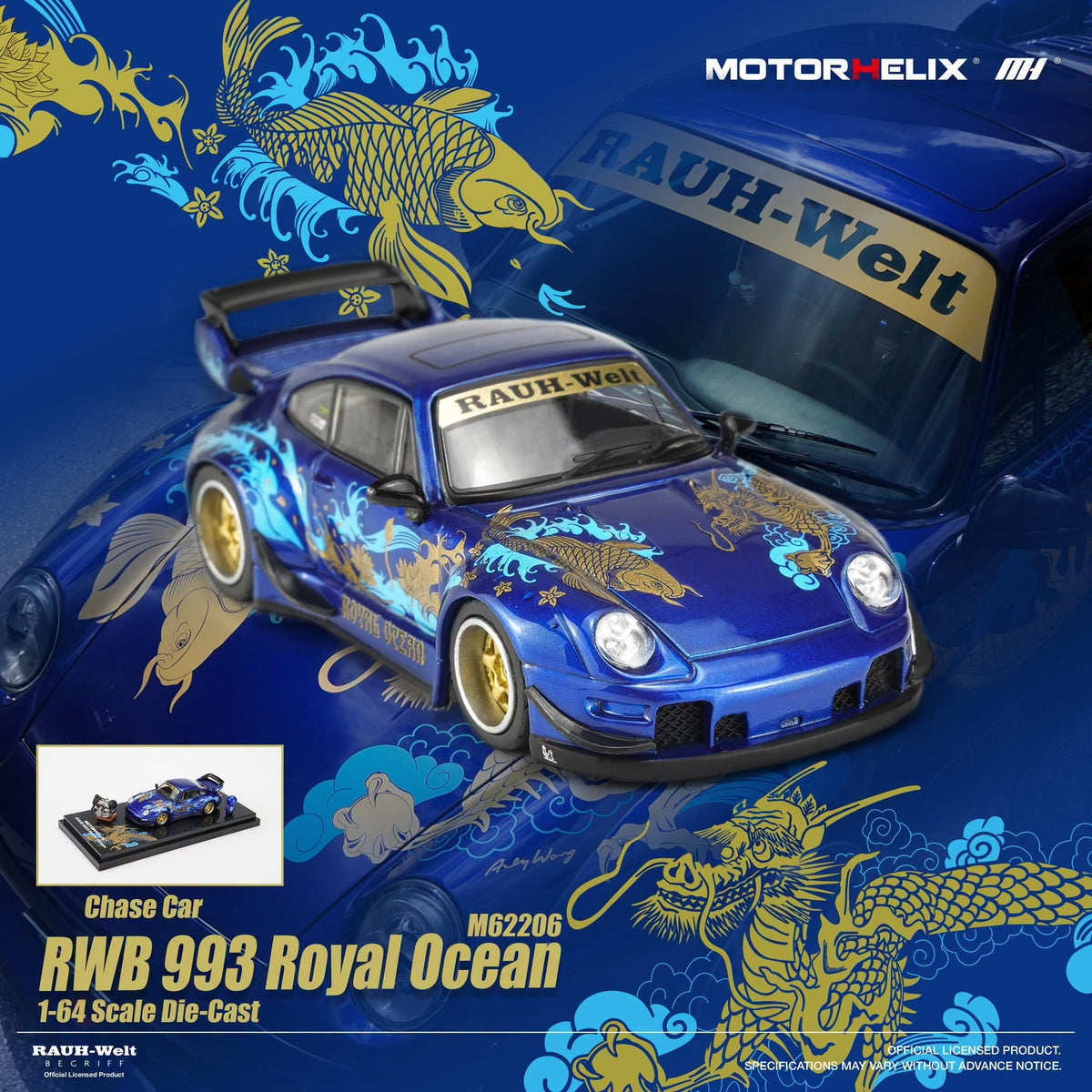 (PRE-ORDER) Porsche RWB 993 Royal Ocean Motorhelix 1/64