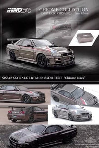 3x Car Set Nissan Skyline GT-R R34 R-Tune Chrome Hobby Expo China 2023 Limited Edition Inno64 1/64 scale