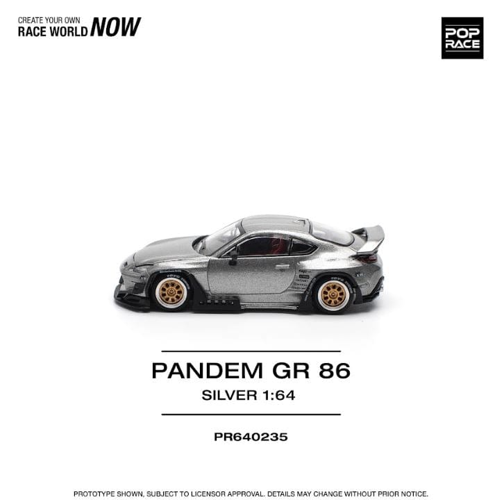 Toyota Pandem GR86 Silver Pop Race 1/64 scale