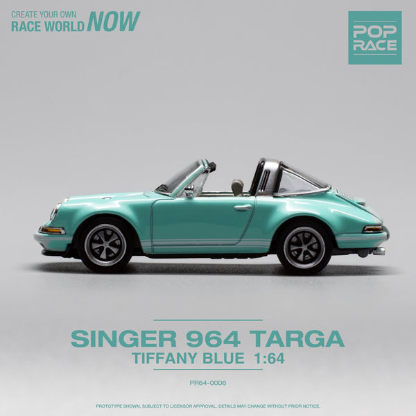 Porsche Singer Targa Tiffany Blue 1/64 scale Pop Race
