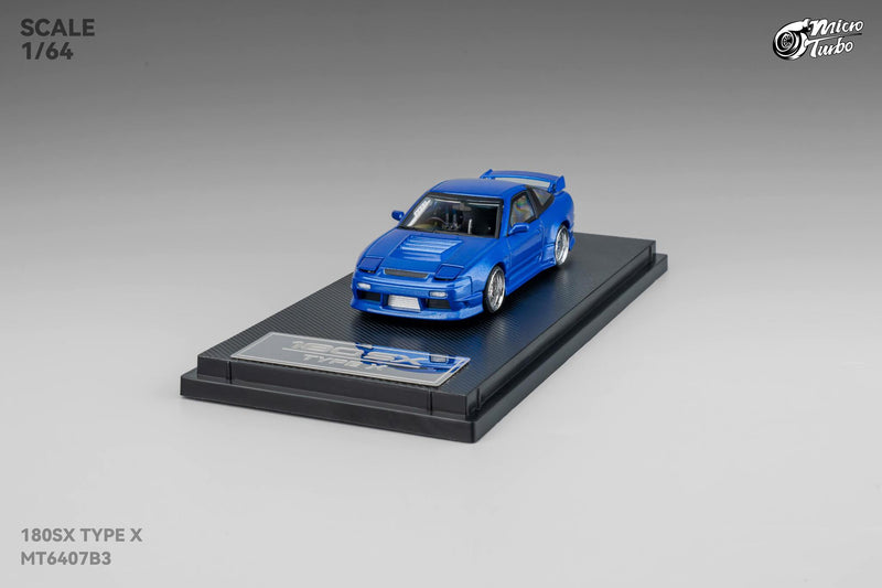 Nissan 180SX Type X Metallic Blue Micro Turbo 1/64 scale
