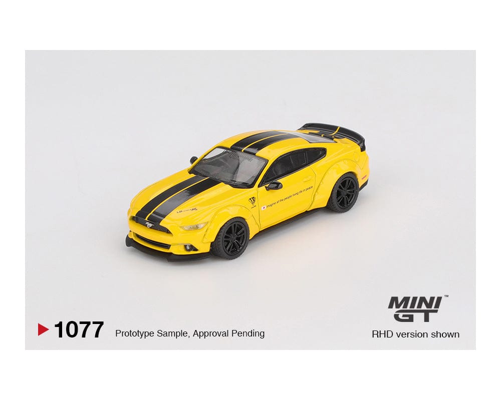 Mustang LB Works Ford Mustang Yellow Mini GT 1/64 scale