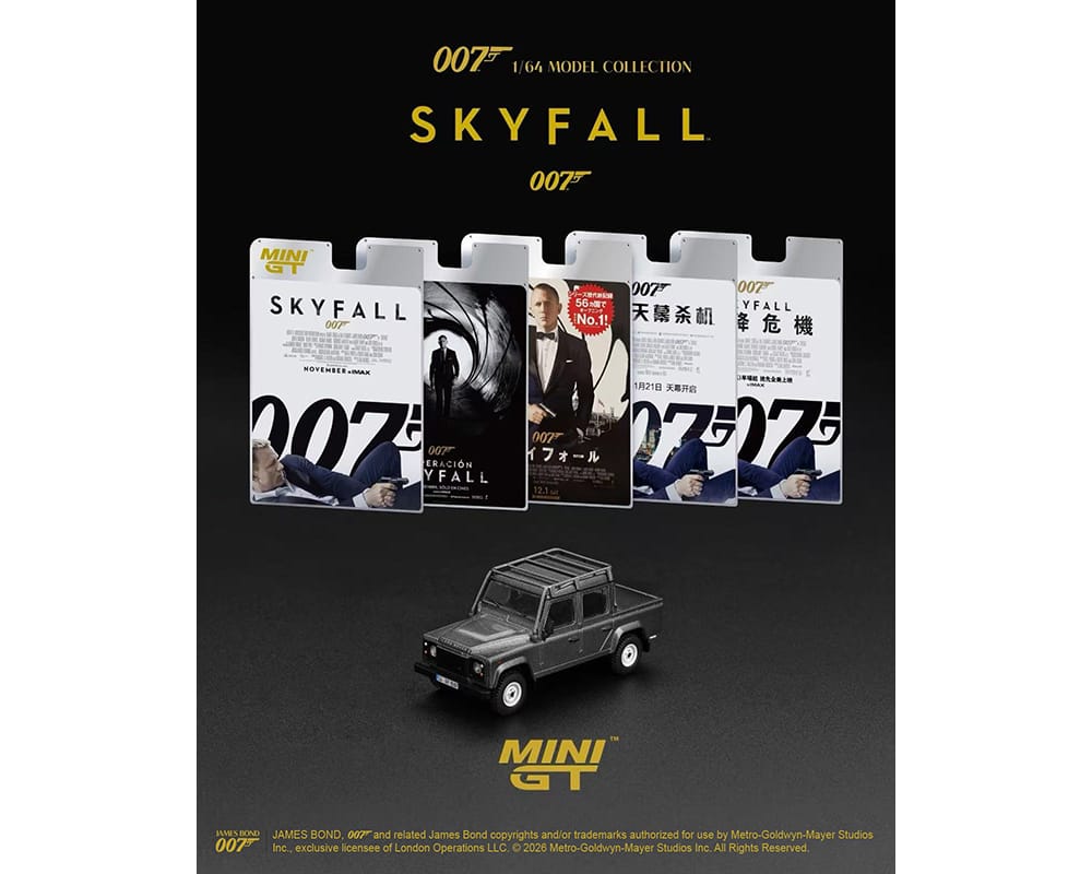 (Pre-order) James Bond 007 Land Rover Defender 110 Crew Cab “Skyfall”- English Packaging Limited Edition Mini GT