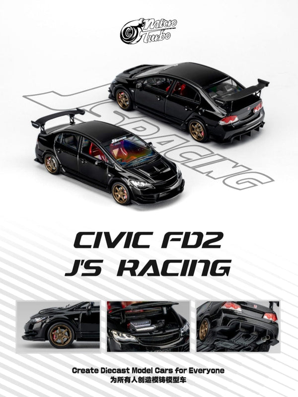 Honda Civic FD2 JS Racing Metallic Black Micro Turbo 1/64 scale