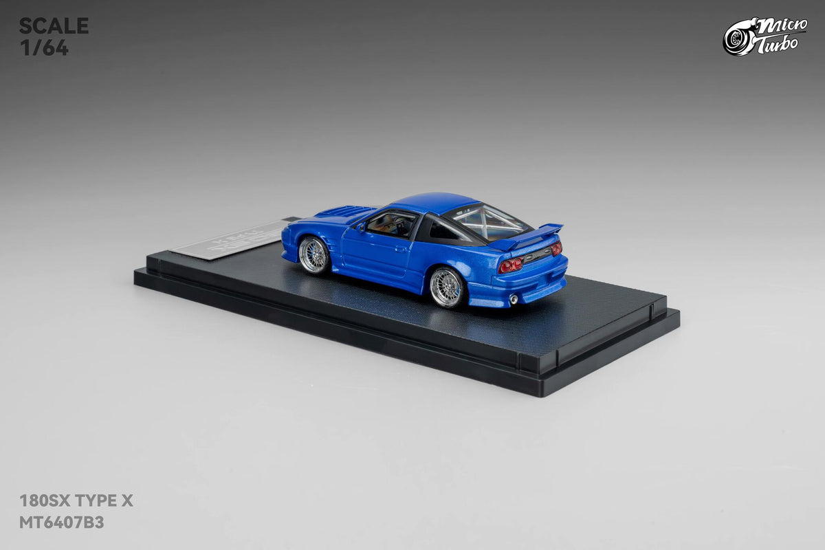 (Pre-order) Nissan 180SX Type X Metallic Blue Micro Turbo 1/64 scale