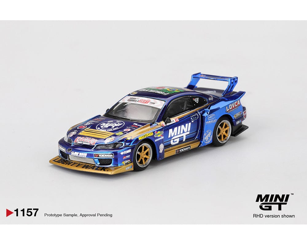 Nissan LB-Super Silhouette S15 SILVIA #555 Team MINI GT Liberty Walk 2025 Formula Drift Chrome Blue