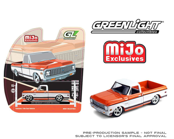1972 Chevrolet C-10 Short Bed Custom Mustard Orange with White Two-Tone Greenlight 1:64