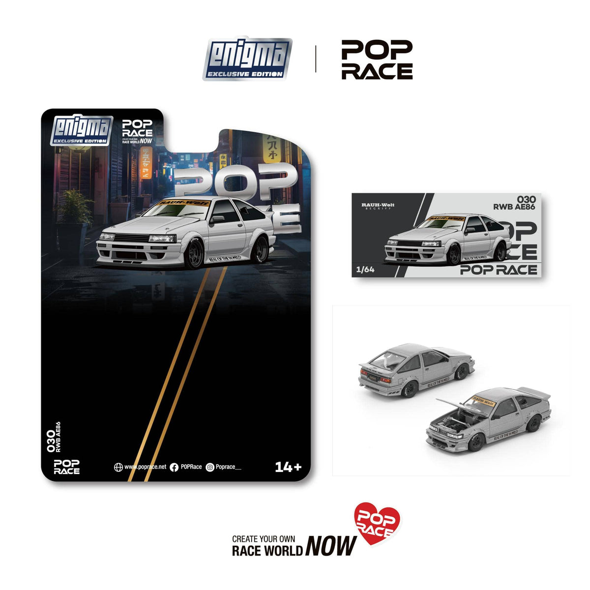 Toyota Corolla AE86 RWB Grey Pop Race