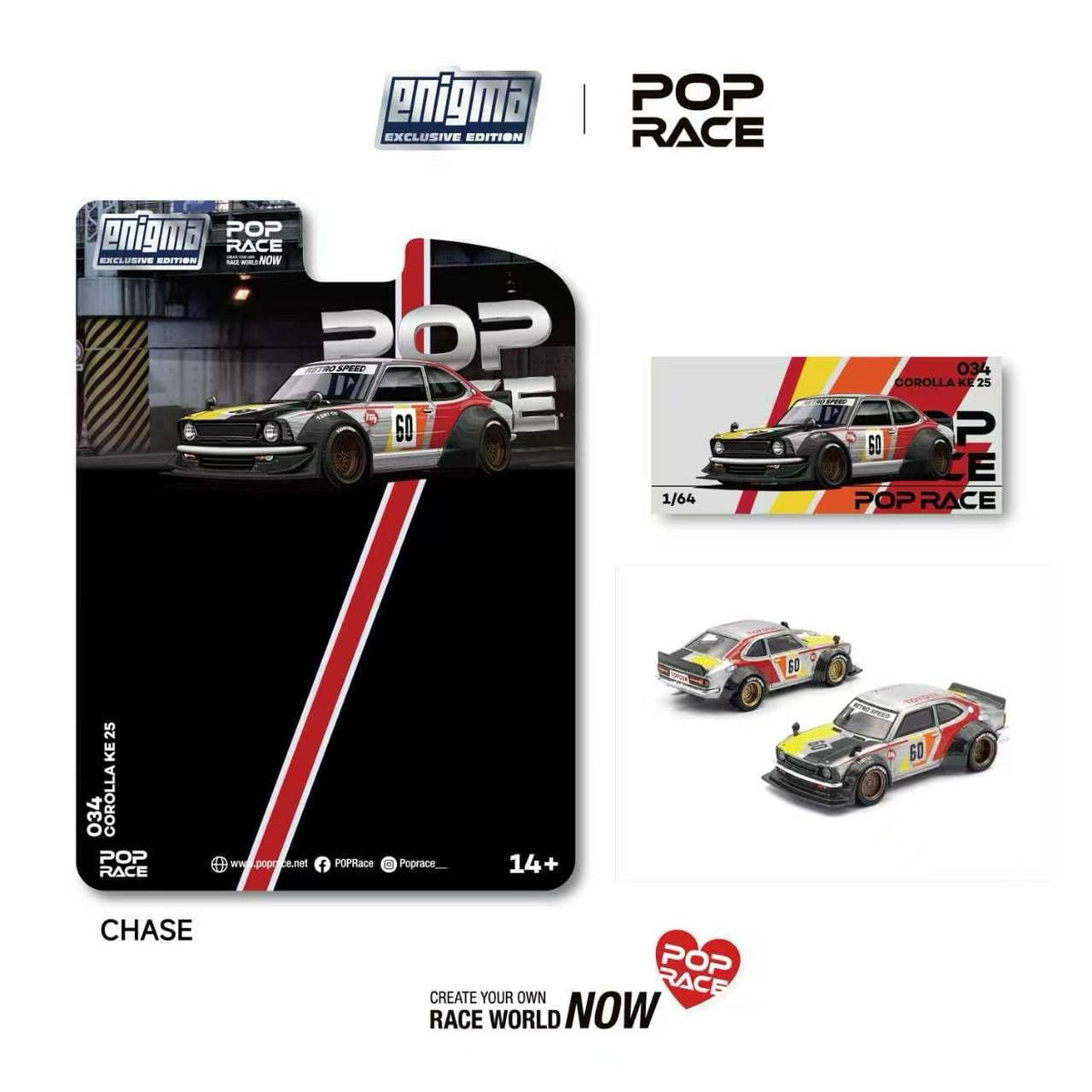 Chase Toyota Corolla KE25 Racing Enigma Exclusive Pop Race 1/64