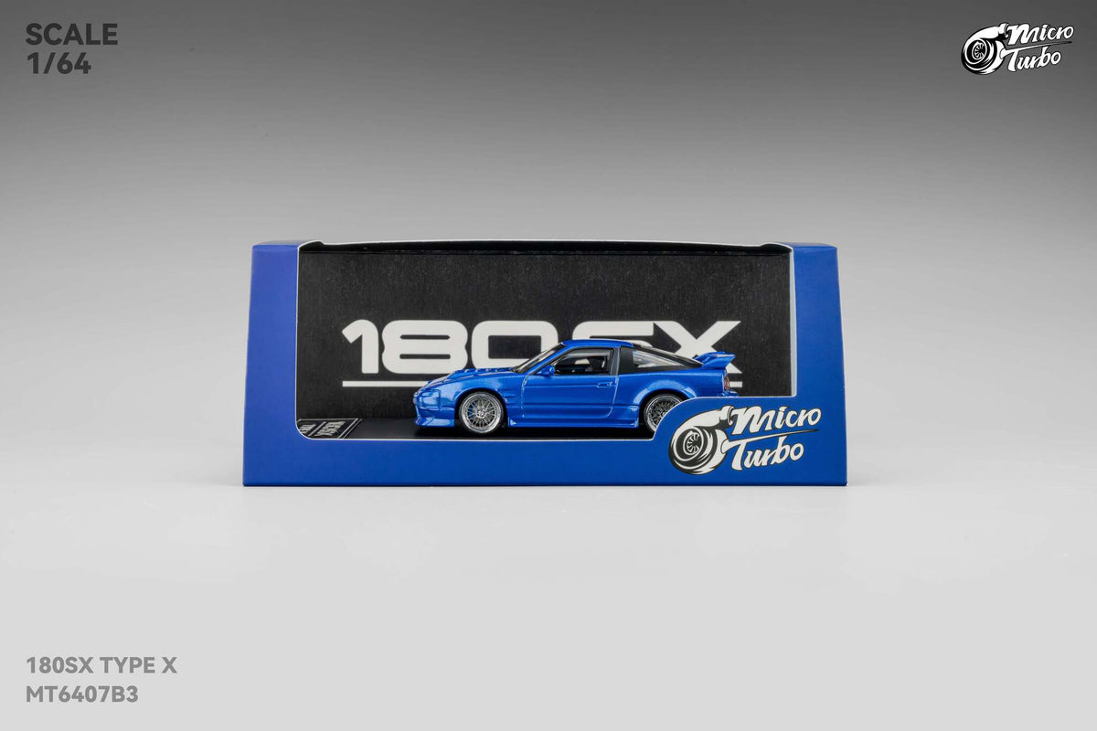 (Pre-order) Nissan 180SX Type X Metallic Blue Micro Turbo 1/64 scale