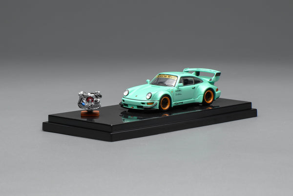 Porsche 911 964 RWB Tiffany with 1/64 magnetic air-cooled engine Motorhelix