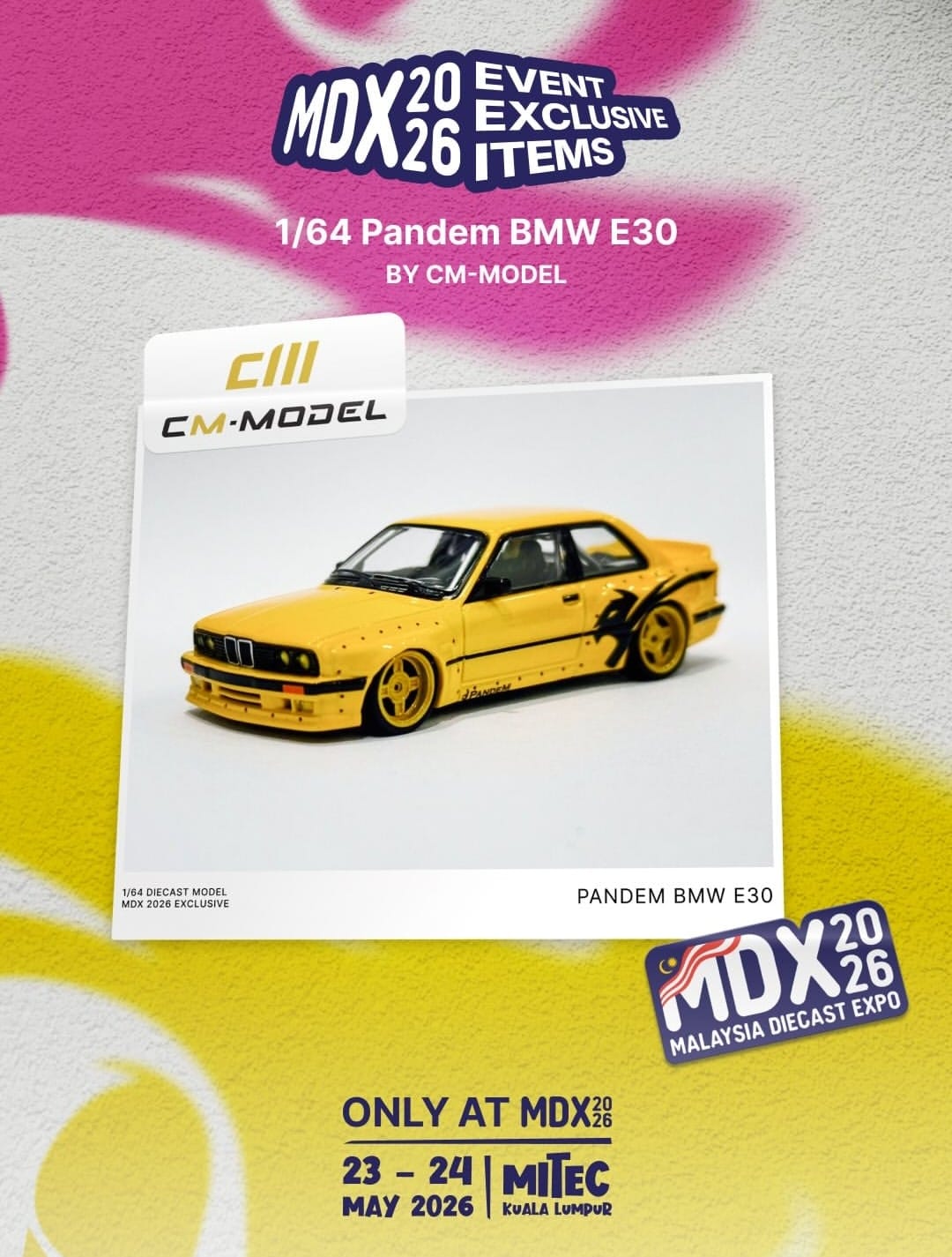 BMW E30 Yellow Malaysia MDX Limited edition 1000 made CM Model