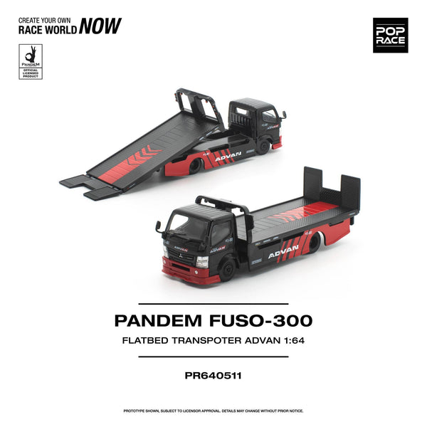 Pandem Fuso 300 Flatbed Transporter Advan Pop Race 1/64 scale
