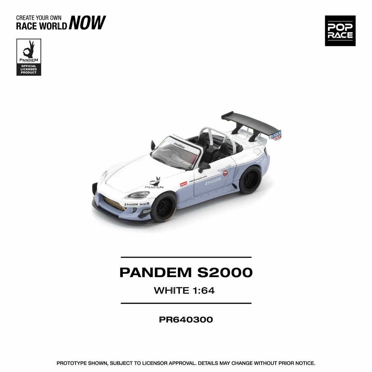 (Pre-order) Honda S2000 Pandem White Pop Race 1/64 scale