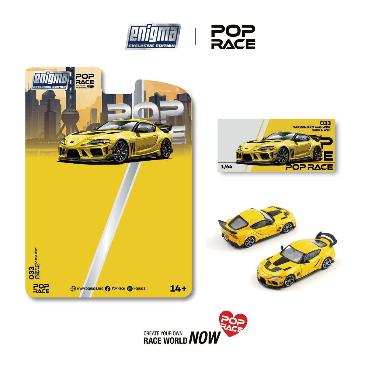 Darwin Pro 66G WBK Toyota Supra A90 Nitro Yellow Enigma Exclusive Pop Race 1:64